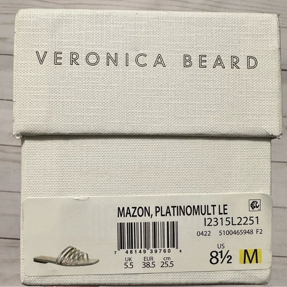 NIB Veronica Beard Mazon silver gold bronze metallic flats sandals, size 8.5 - Picture 9 of 9